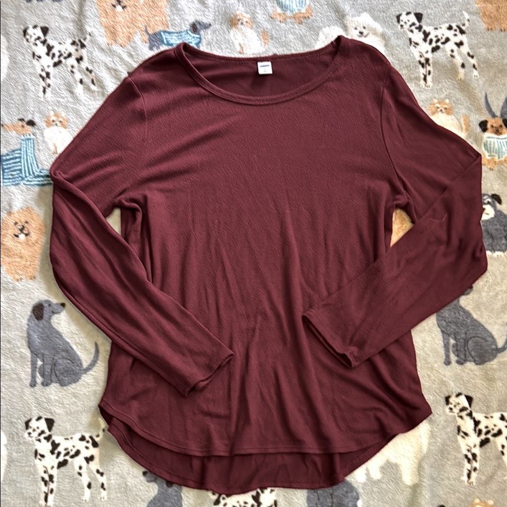 Women's Burgundy Long Sleeve Top